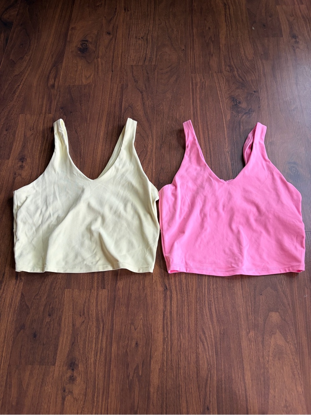 all in motion V-Neck Cropped Tank Tops - Pink & Light Yellow